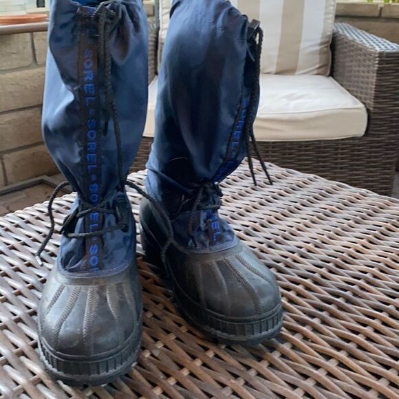 Sorel Snow Boots, Blue Nylon Material & Rubber Sz6 - Picture 1 of 8